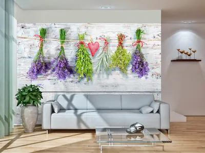 Produktbild von Vlies Fototapete Holz Bretter 400x280 cm Tapeten Wandtapete XXL Blumen Blumen grau violett 10110906-150