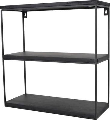 Produktbild von LOFT42 Wally Wandregal mit schwarzem Mangoholz - Metall - 45x45x18