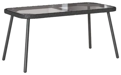 Obrázek produktu pro Konferenční stolek z polyratanu se skleněnou deskou, rozměry 90 x 45 x 43 cm