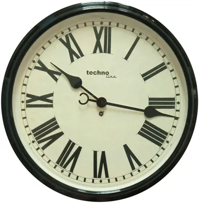 Wanduhr XXL Ø 50 cm, Metallrahmen, römische Ziffern, schwarz