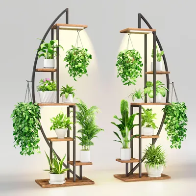 Immagine prodotto di Supporto per piante - Scaffale per piante - Porta fiori - Supporto per luci di crescita - Vaso per piante - 6 ripiani