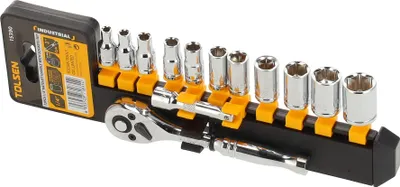 Produktbild von Tolsen Ratschenschlüsselsatz mit Steckschlüsselsatz 1/4" 13-teilig - Maxami