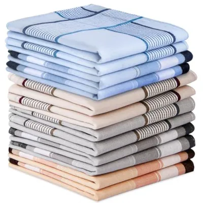 Produktbild von PromoHome® Stofftaschentücher Herren 12 Stück - 40x40 cm - Baumwolle - Wiederverwendbar - Set Taschentücher