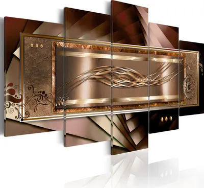 Immagine prodotto di Quadro su tela astratto 200x100 cm quadro su tela non tessuta 5 pezzi stampa d'arte moderna arte murale XXL decorazione murale design quadro murale - texture ornamento perline d'oro 020101-179