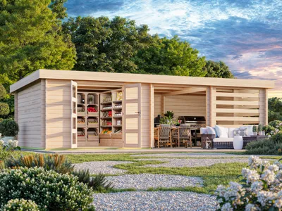 Produktbild von Fjordholz Flachdach Gartenhaus Modell Samim 44