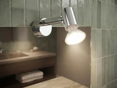 Produktbild von Bad Spiegelleuchte zum Klemmen bis max. 5mm, Spot Silber Chrom mit GU10 LED