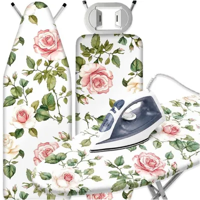 Produktbild von Bügelbrettbezug 42 x 125 cm Baumwolle Rosen Blumenmuster Ersatzbezug Bügelbrett