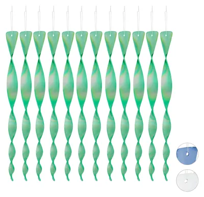 Produktbild von Relaxdays Vogelabwehr Spirale, 12er Set, reflektierend, Balkon & Garten, Windspirale, 40 cm lang, Vogelschreck, grün