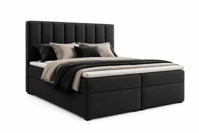 Obrázok produktu pre Elegantná posteľ typu boxspring 160x200, čierna – iDream s matracovým chráničom a úložným priestorom