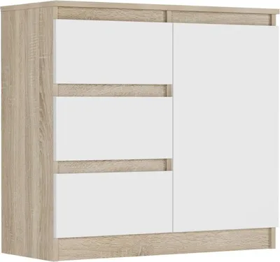 Obrázek produktu pro Framire Komoda 80cm skříňka zásuvky police R-80-S3 sonoma mix bílá