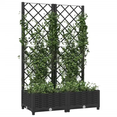 Produktbild von "im Sonderangebot" Gartenpflanzgefäß mit Spalier Schwarz 80 x 40 x 121,5 cm PP - NeuMöbel6391391