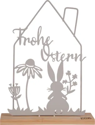 Produktbild von UNUS Deko Aufsteller Osterdekoration mit Hase & Blumen, Frühlingsdeko, weiß