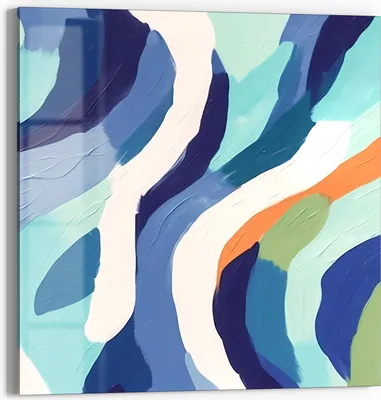 Produktbild von DEQOART Glasbild Echtglas 30x30 cm 'Abstrakte Meereswelle' Wandbild Bild modern Deko