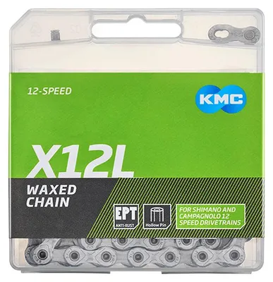 Immagine prodotto di Catena KMC X12L, 12 velocità, 126 maglie, argento, cerata