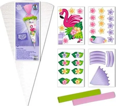 Produktbild von URSUS Schultüten-Bastelset Easy Line "Flamingo" 6-eckig 68cm