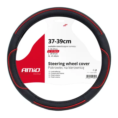 Zdjęcie produktu dla Pokrowiec nakładka na kierownicę samochodową M 37-39cm SWC-07-M AMIO-01362