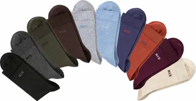 Produktbild von H.I.S. Socken 10 -teilig 1x marine, 1x orange, 1x khaki, 1x plum, 1x beige-meliert, 1x jeans-meliert, 1x grau-meliert, 1x anthrazit-meliert, 1x braun, 1x schwarz Größe 47/48