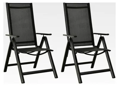 Produktbild von Klappbare Gartenstühle 2 Stück aus Textilene und Aluminium in Schwarz