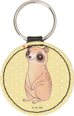 Produktbild von Mr. & Mrs. Panda Taschenanhänger Plumplori Glücklich - Gelb Pastell - Geschenk, Glück, Niedlich, Gute Laune, Anhänger, kleiner schlüsselanhänger, edel, mini