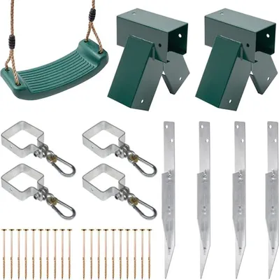 Immagine prodotto di Kit altalena per parco giochi TRIBECCO - Altalena da giardino - Altalena per bambini - Altalena di plastica prodotta nell'Unione Europea (90°, verde)