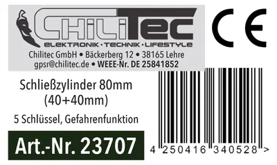 Produktbild von Schließzylinder 80mm (40+40mm) 5 Schlüssel Not- & Gefahrenfunktion