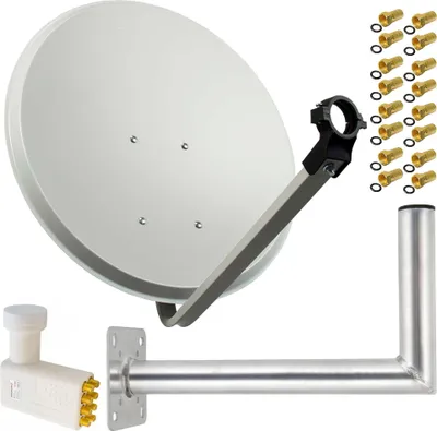 Produktbild von PremiumX SAT Anlage 80cm Antenne Octo LNB F-Stecker Wandhalter 45cm