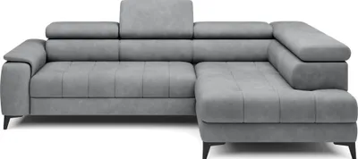 Image de Canapé d'angle DomoHome, modèle indépendant avec fonction couchage et appuie-tête réglables, méridienne, côté droit, 278 × 197 × 76/98 cm, surface de couchage : 88 × 200 cm, revêtement en tissu gris clair