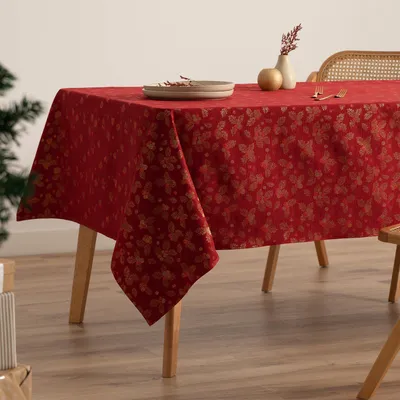 Jacquard-Tischdecke mit Goldfaden, 140x300 cm, rot, Weihnachten