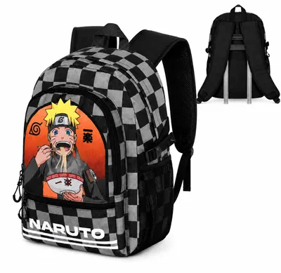 Zdjęcie produktu dla Plecak szkolny dwukomorowy Naruto Ichiraku, czarny, 44 x 31 x 18 cm, Obraz wygenerowany przez AI