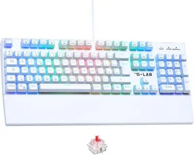 Produktbild von Mechanische Gaming Tastatur The G-Lab KEYZ RUBIDIUM, Rote Switches, Handgelenkauflage, RGB, Kabelgebunden, Azerty, Weiß