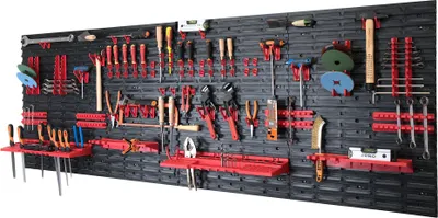 Produktbild von 92-tlg. Werkzeugwand Set XXL 2316 x 780 mm Werkstattwand mit Werkzeughalterungen Werkstattregal Wandregal für Werkstatt Garage Lagersystem Werkstatteinrichtung Kunststoff…