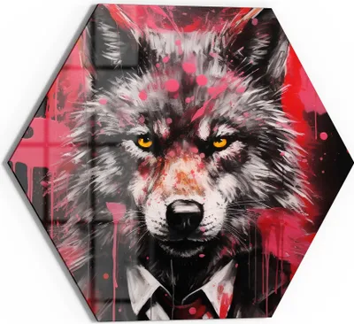 Produktbild von DEQOART Glasbild Echtglas 40x35 cm 'Wilder Geschäftssinn' Wandbild Bild modern Deko