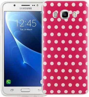 Produktbild von Handy Hülle für Samsung Galaxy J5 2016 Cover Case Schutz Tasche Motiv Slim Silikon TPU Polka Dot Pink