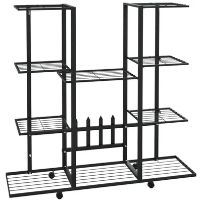 Zdjęcie produktu dla Kwietnik na kółkach, 94,5x24,5x91,5 cm, czarny, żelazo
