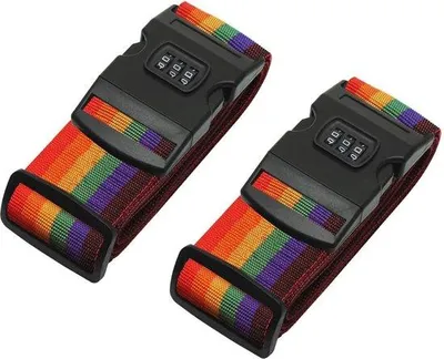 Produktbild von Famanu Gepäckriemen mit Zahlenschloss - Regenbogenfarben für Reisende