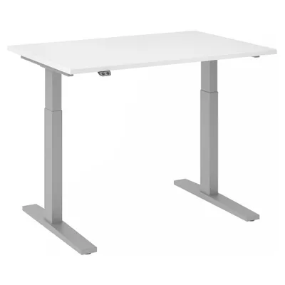 Image de Bureau réglable en hauteur XMKA | 2-moteurs | 120-180 cm | électrique | blanc, couleur:argent, taille du plateau:120 x 80 cm
