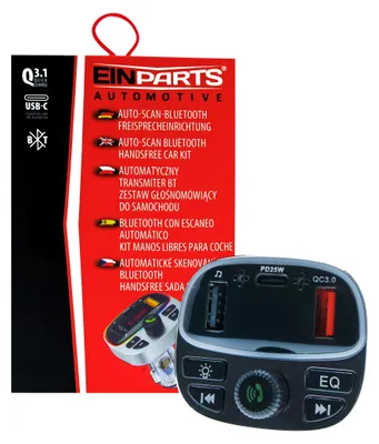 Obrázek produktu pro Einparts FM Bluetooth vysílač do auta, MP3 přehrávač, TF karta, USB