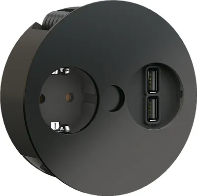 Obrázok produktu pre Bachmann Twist USB A, zásuvkový prvok, so zásuvkou Schuko, čierna matná