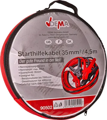 Starthilfekabel Überbrückungskabel 35mm² Batteriekabel 45m Starterkabel Starthilfe Länge günstig online kaufen 914886 90502 4031765905022 Stabilo-Fachmarkt.de Dema