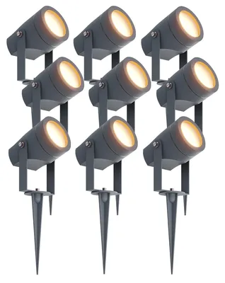 Image de Ledvion Lot de 9 LED Extérieur Spot IP44 GU10 1W orientable sans ampoule