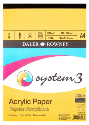 Obrázok produktu pre Daler Rowney System3 Acrylic Paper System3 Skicár 20 A4 230 g