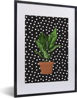 Produktbild von MuchoWow® MuchoWow® Gerahmtes Poster Pflanzen - Blumentopf - Dots 30x40 cm - Poster mit zchwarzem Bilderrahmen - Wandposter Schlafzimmer