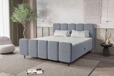 Produktbild von 99rooms Capri Boxbett 160x200 cm Velours KRONOS Hellgrau