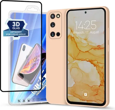 Produktbild von Hülle für Samsung Galaxy S20 mit 9H Displayglas Displayschutz Plus Case Cover Bumper Silikon Softgrip Schutzhülle Farbe: Rosa