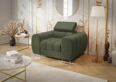 Productafbeelding van Design fauteuil BASTIEN, bekleed met stof Aragon, kleur groen