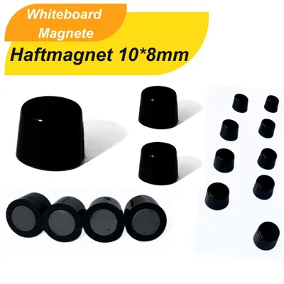 Obrázok produktu pre Lepiaca magnetická tabuľa, magnety 10x8mm, okrúhle, čierne - silné magnety do kancelárie, na chladničku a iné-200 kusov