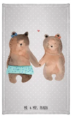 Produktbild von Mr. & Mrs. Panda handtuch gäste wc Bär Freundin - Grau Pastell - Geschenk, Mini-Handtuch, Beste Freund Liebe Liebesbeweis Verliebt Kumpel Kumpeliene, Frotteetuch, Klein