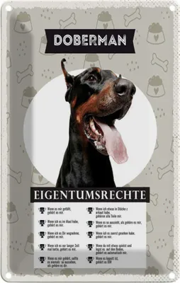 Produktbild von vianmo Blechschild 18x12 cm Dobermann Eigentumsrechte Hund