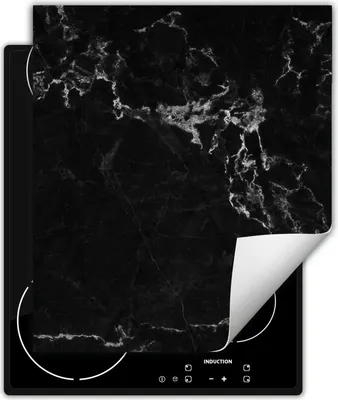 Produktbild von DarHaus Herdabdeckplatte 45x52 cm Anti Rutsch Matte Aufrollbar, Marmor - schwarz