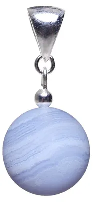Produktbild von Anhänger aus Chalzedon Bandachat Kugel & 925er Silber glatt hell-blau Edelstein Damen